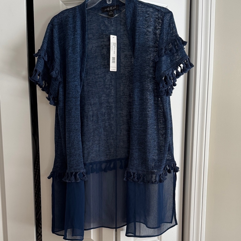 NWT-August Silk-Blue Sheer Kimono Cardigan